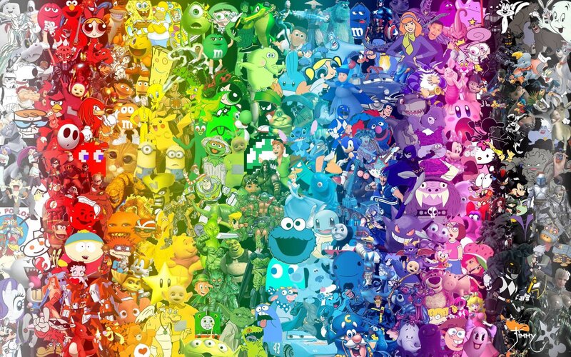 Rainbow of cartoon characters
