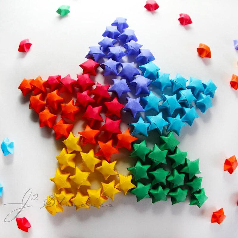 Rainbow origami star collection
