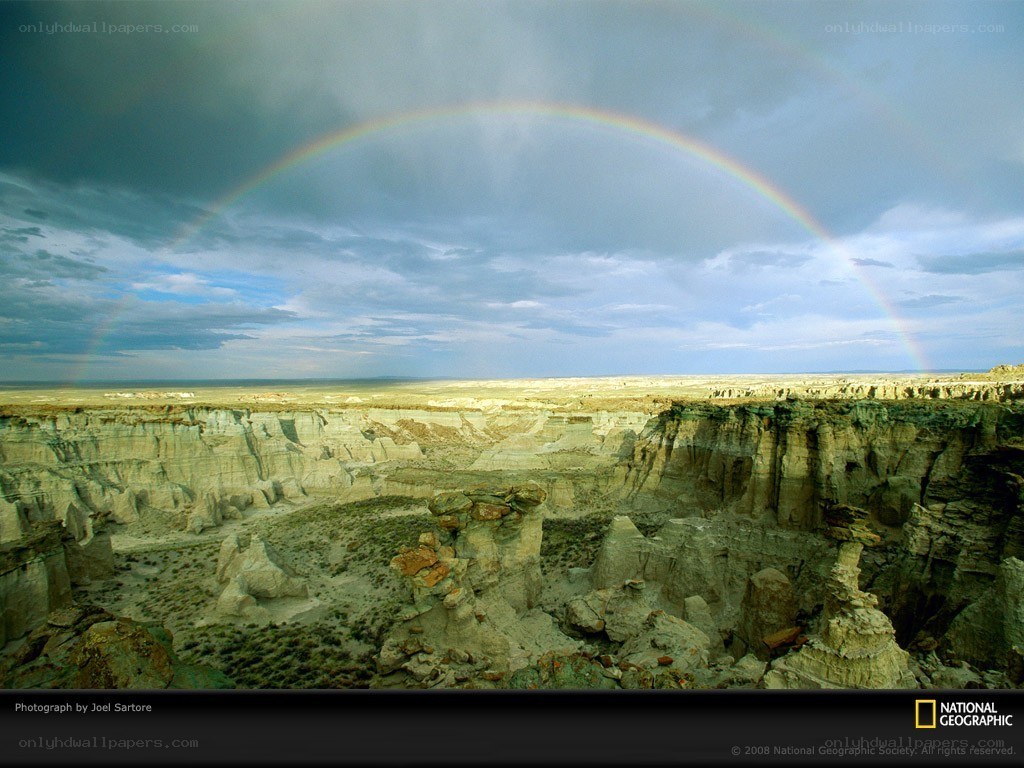 Rainbow over a canyon