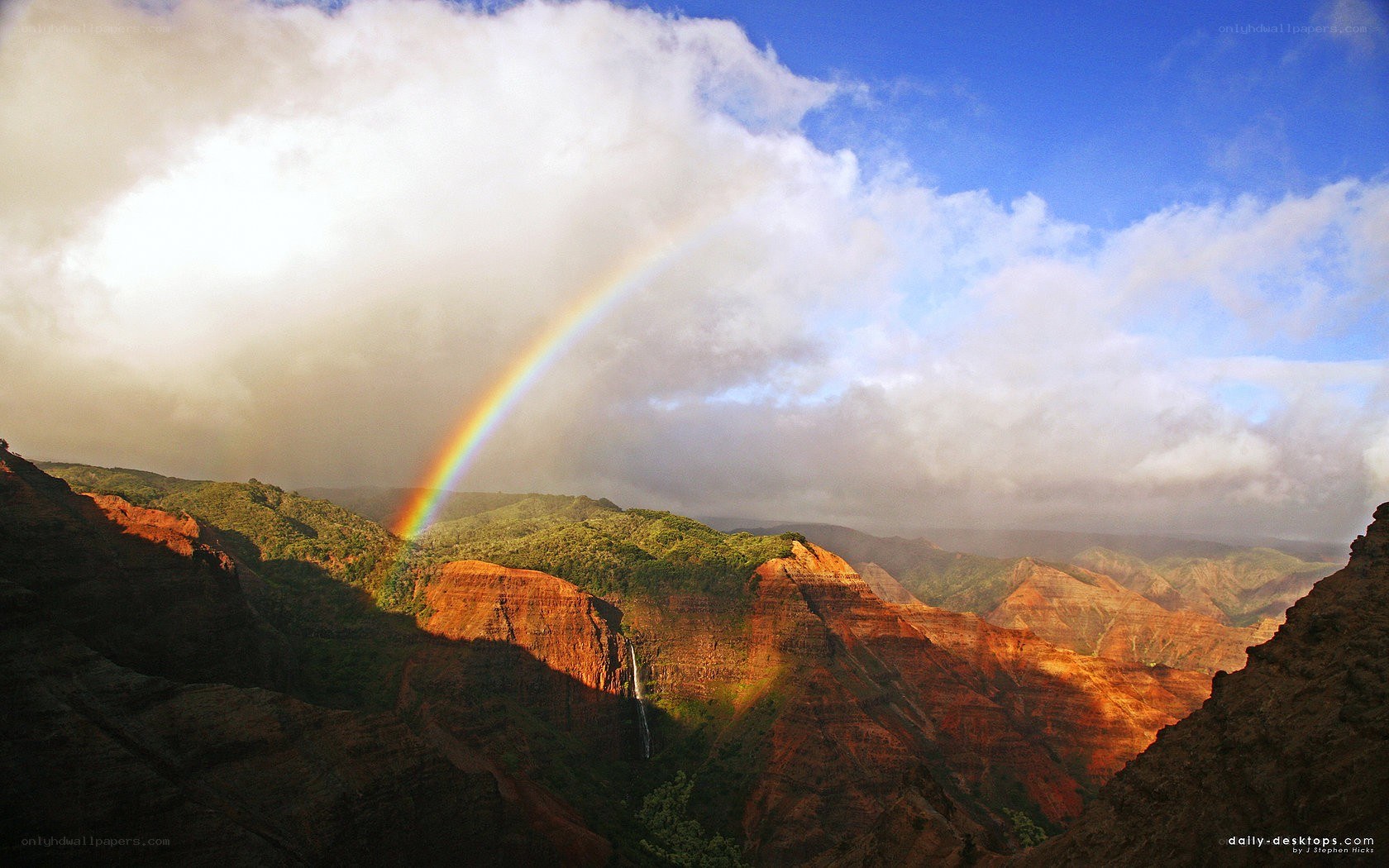 Rainbow over a canyon