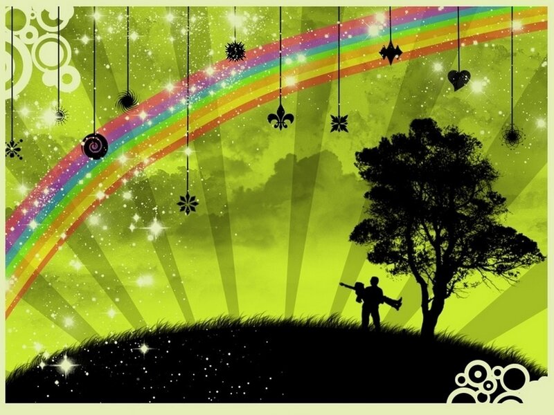 Rainbow over a couple