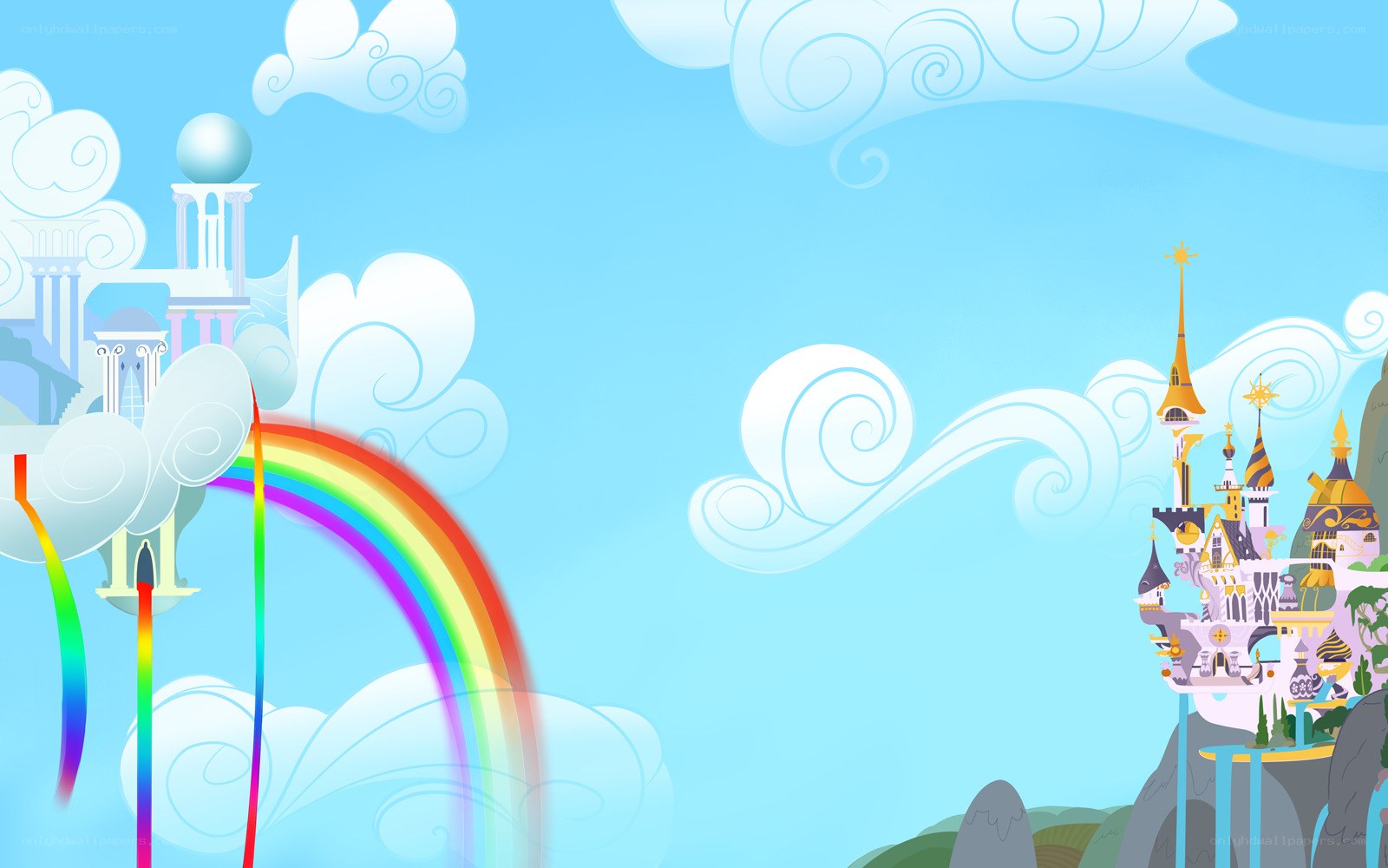rainbow over a fantasy kingdom