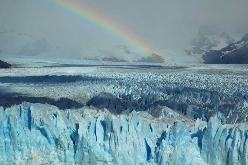 Rainbow over a glacier