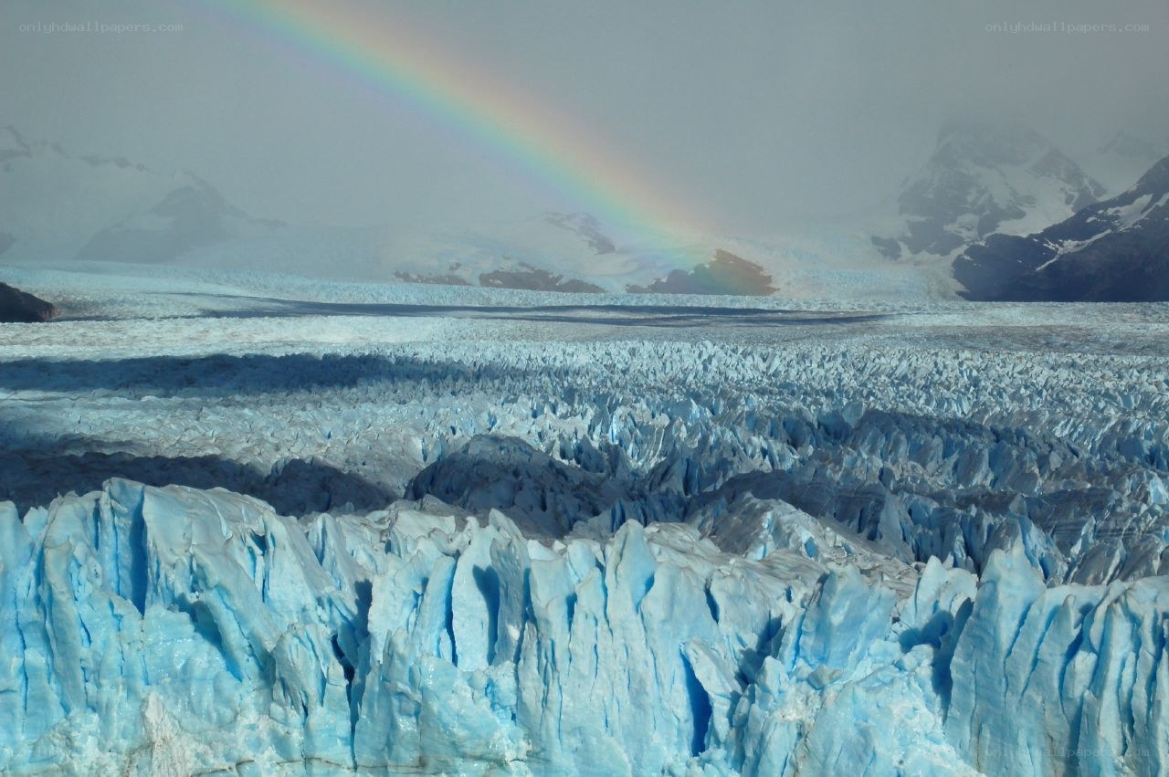 Rainbow over a glacier