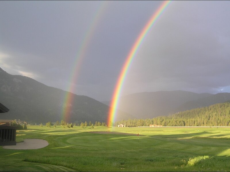 Rainbow over a golf course