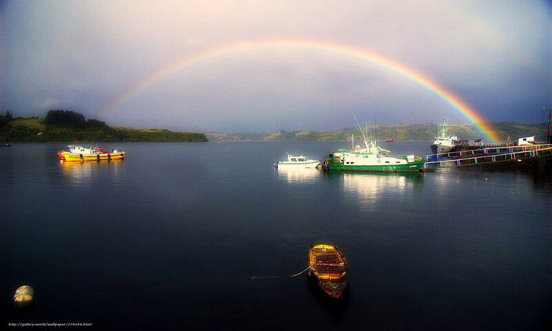 Rainbow over a harbor