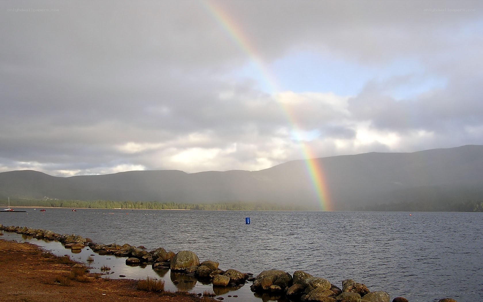 Rainbow over a lake
