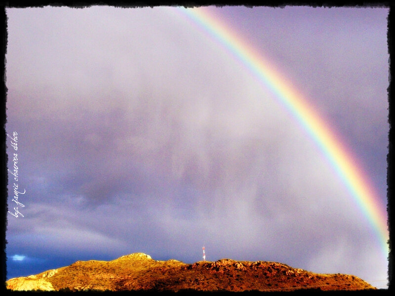 Rainbow over a mountain