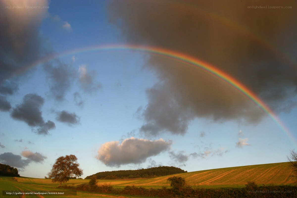 Rainbow over a rural landscape