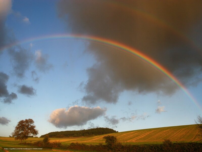 Rainbow over a rural landscape