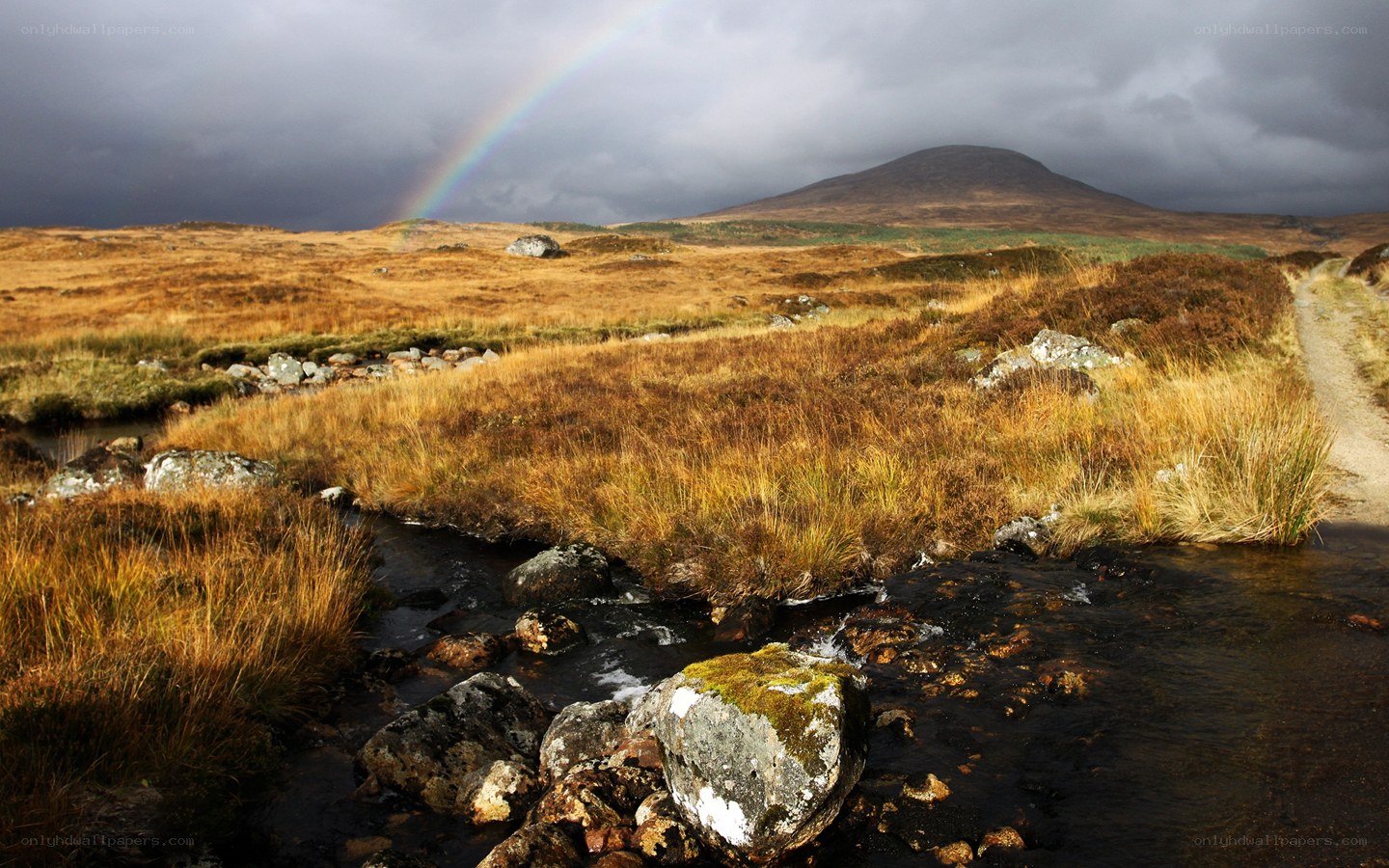 Rainbow over a Scottish moor