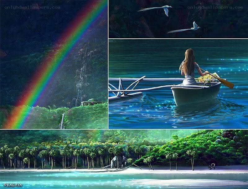 Rainbow over a tropical island