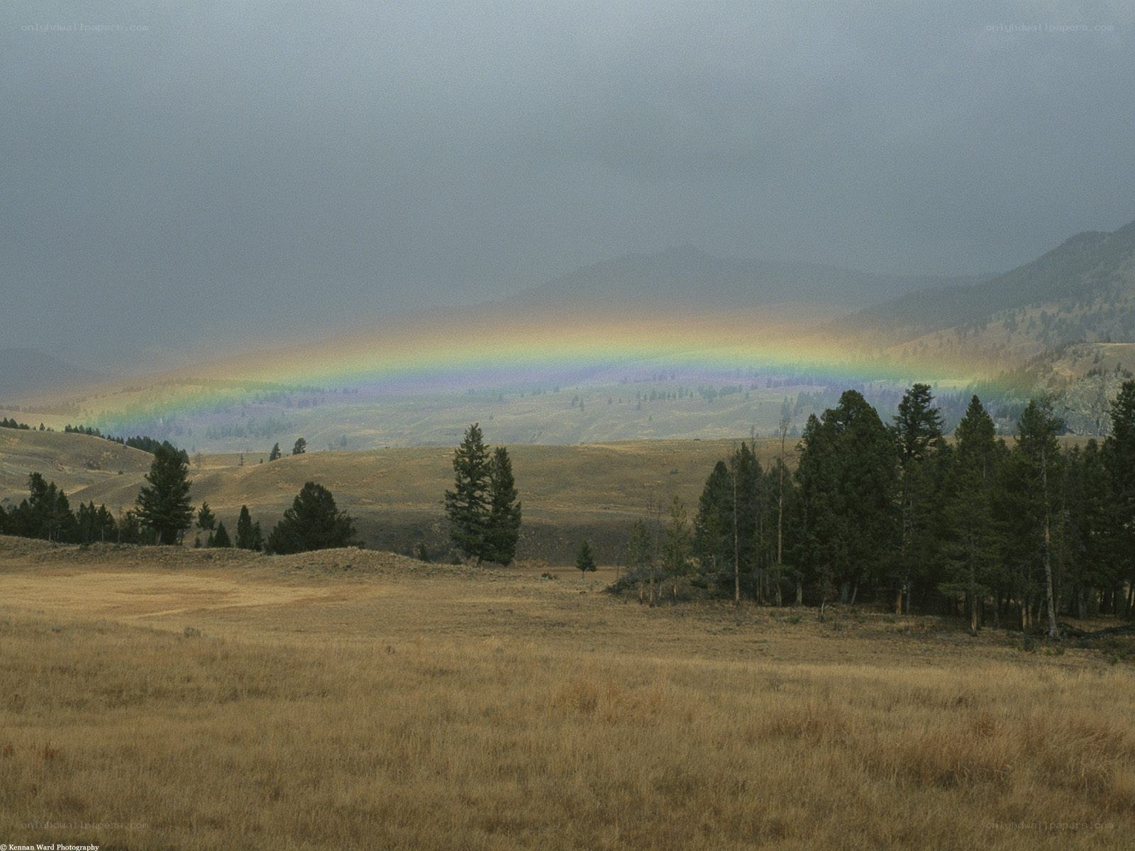 Rainbow over a valley