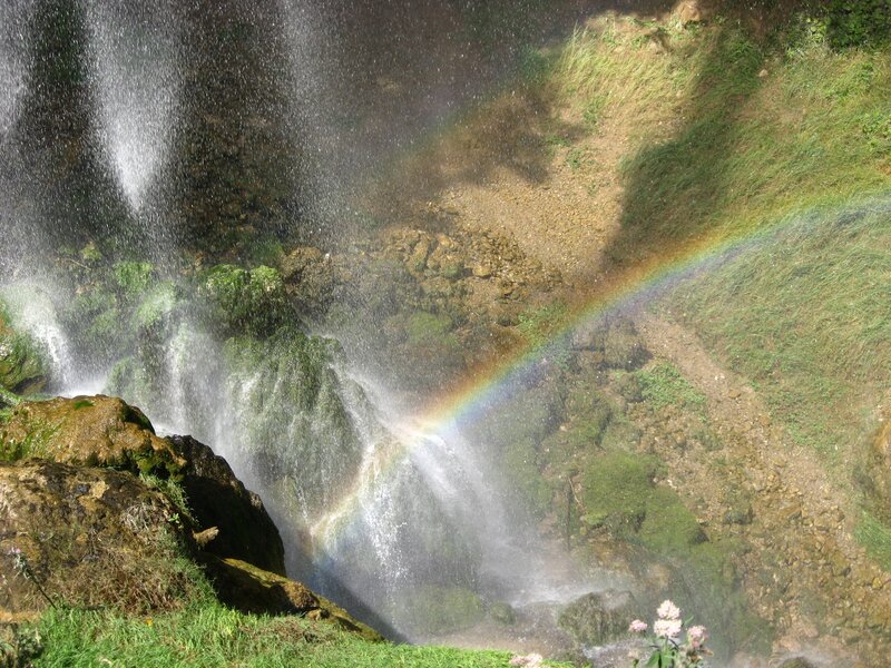 Rainbow over a waterfall
