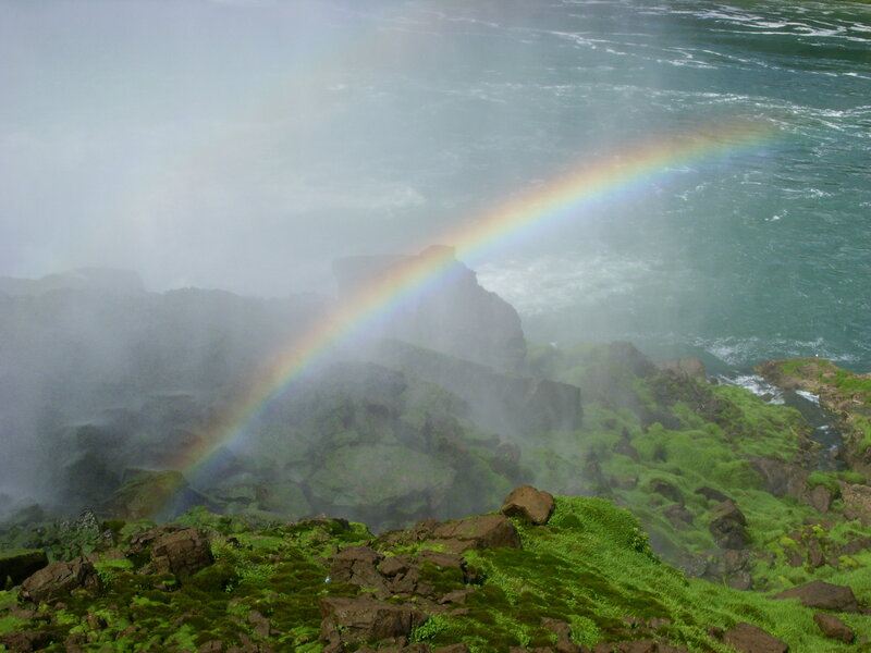 Rainbow over a waterfall