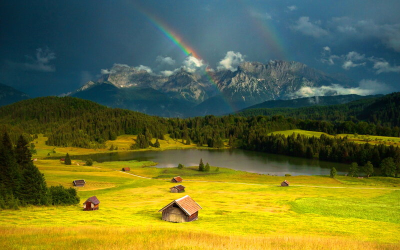 Rainbow over Alpine Lake