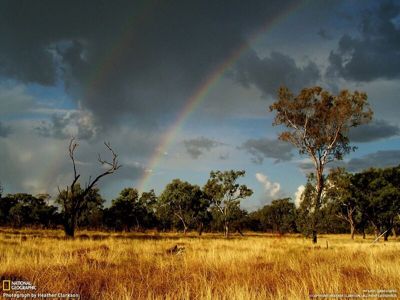 Rainbow over Australian outback