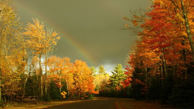 Rainbow over Autumn Road — Orange