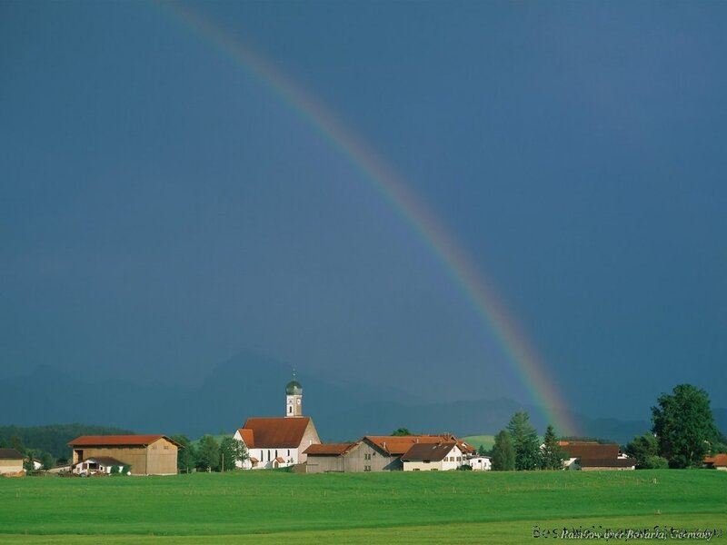 Rainbow over Bavarian village