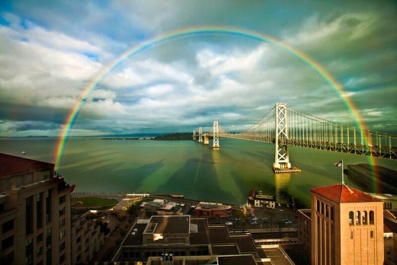 Rainbow over Bay Bridge