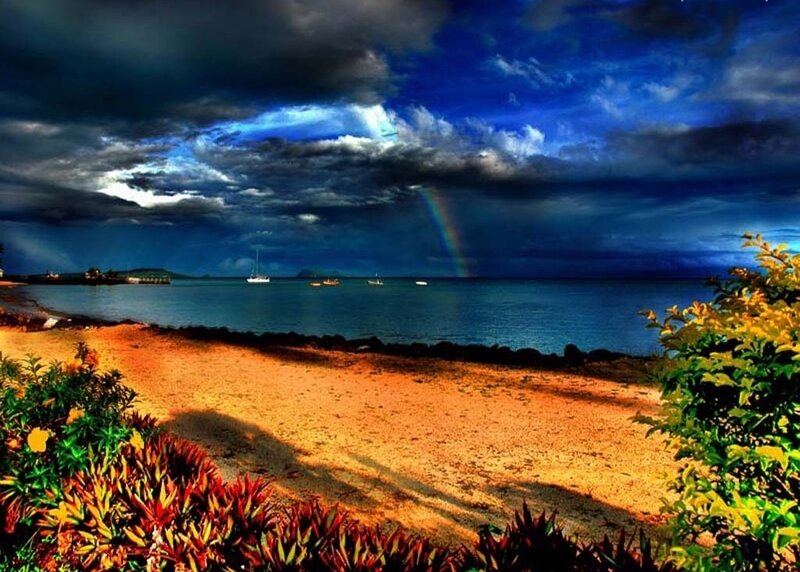 Rainbow over Beach — Blue