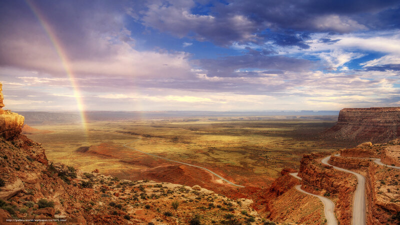 Rainbow over Canyon — Blue, Dramatic, Afternoon, Photograph