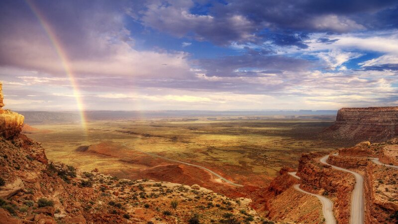 Rainbow over Canyon — Blue, Dramatic, Afternoon
