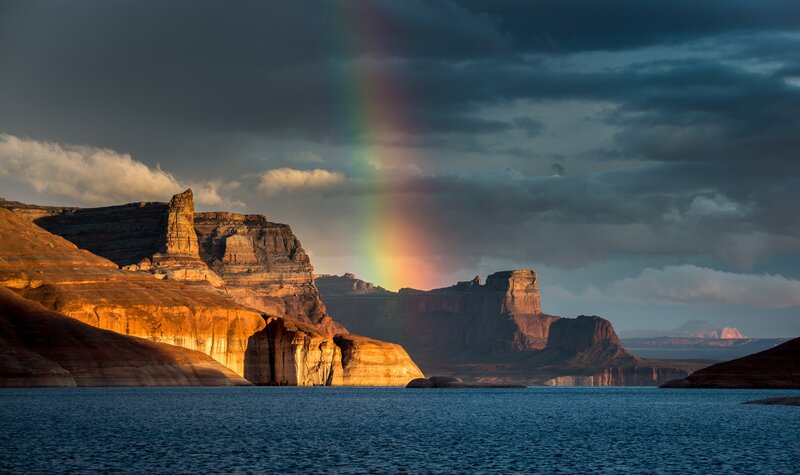 Rainbow over Canyon — Blue, Dramatic, Sunset
