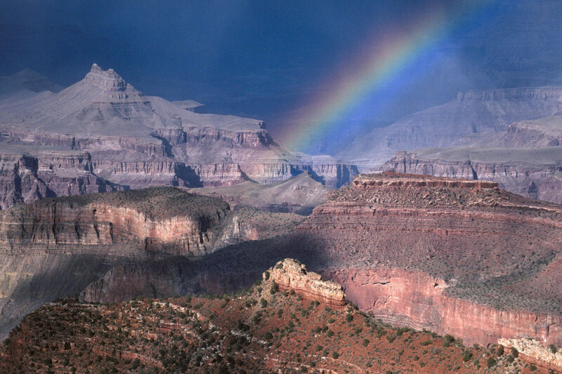 Rainbow over Canyon — Blue, Dramatic