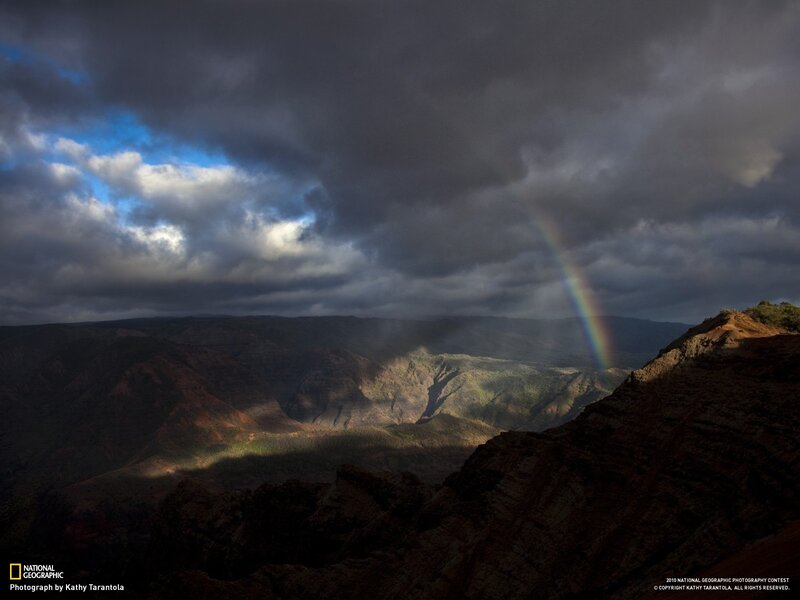 Rainbow over Canyon — Gray, Dramatic, Afternoon