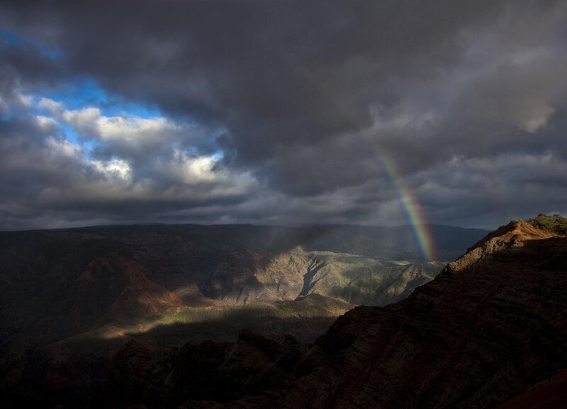 Rainbow over Canyon — Gray, Dramatic