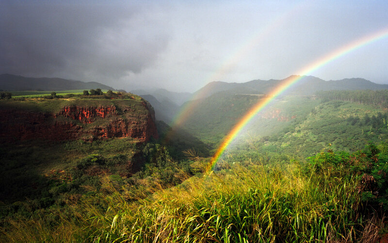 Rainbow over Canyon — Green, Dramatic