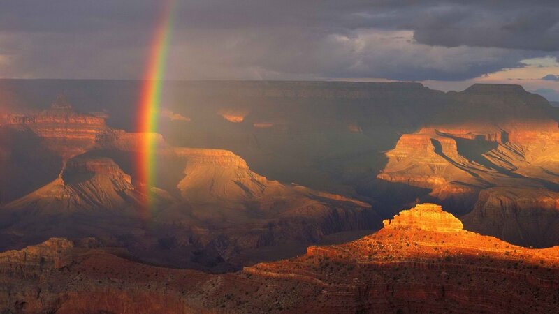Rainbow over Canyon — Orange, Dramatic, Sunset