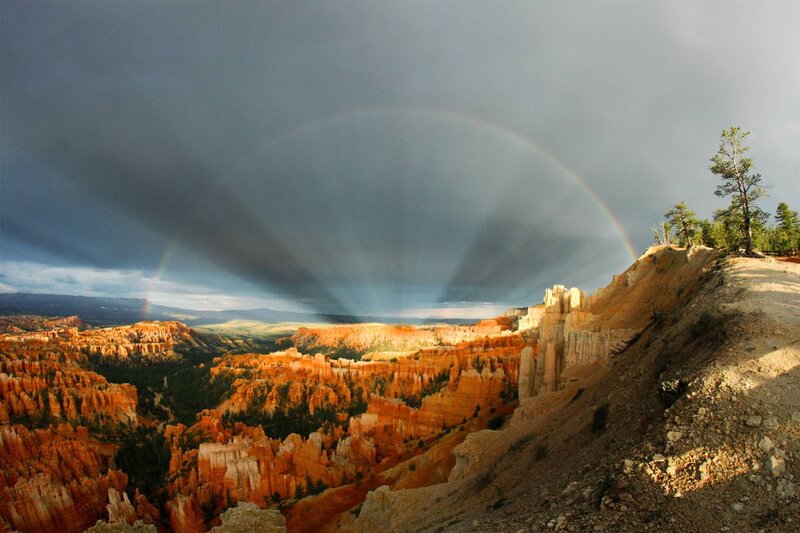 Rainbow over Canyon — Orange, Dramatic