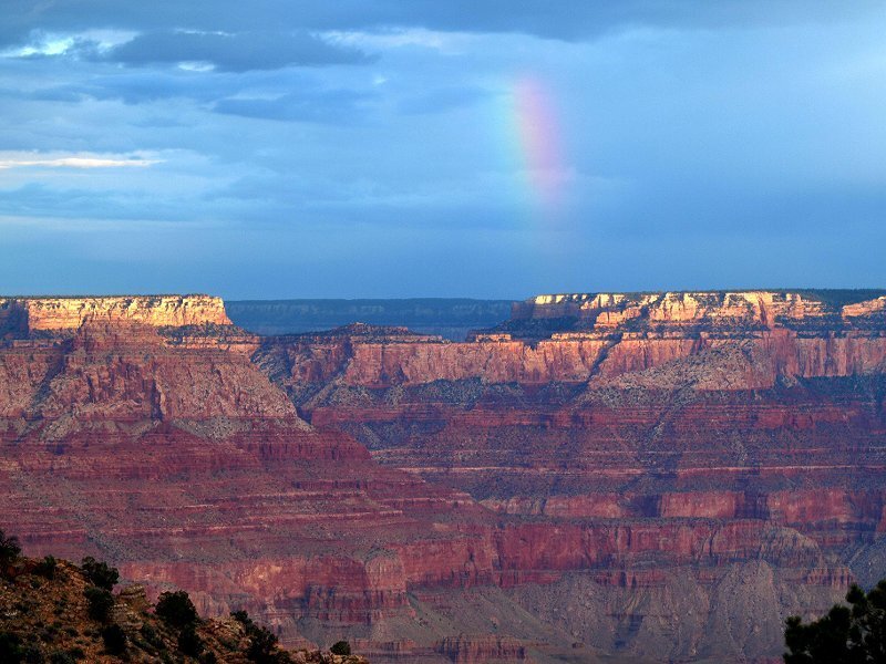 Rainbow over Canyon — Red, Dramatic