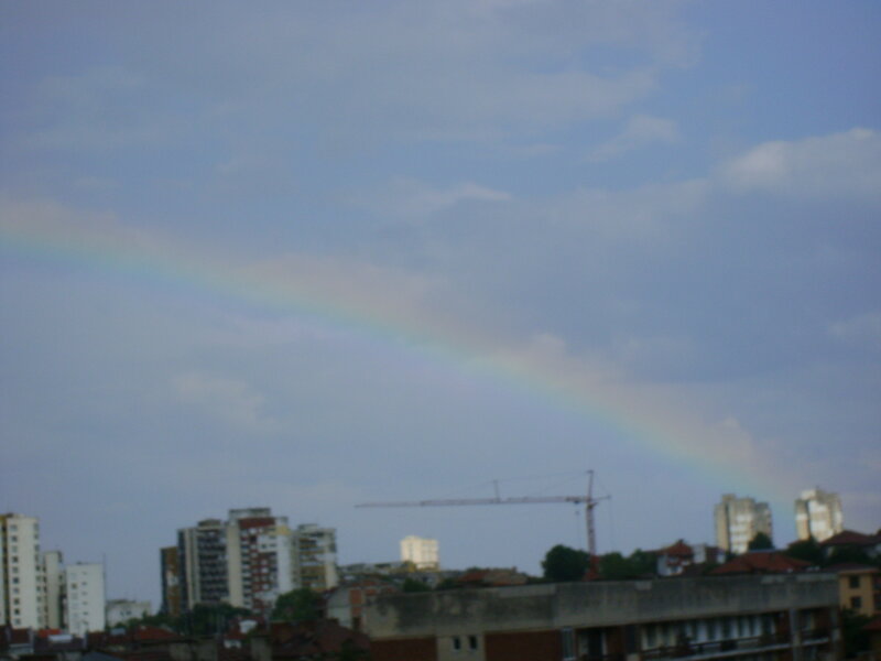 Rainbow over City — Blue
