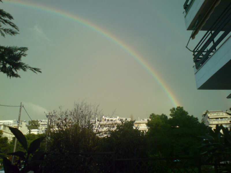 Rainbow over City — Green