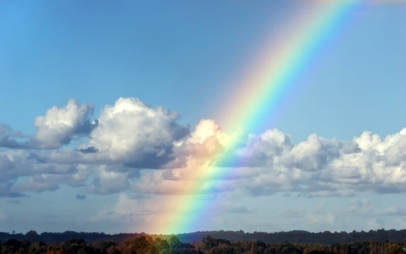 Rainbow over Clouds — Blue, Serene, Afternoon