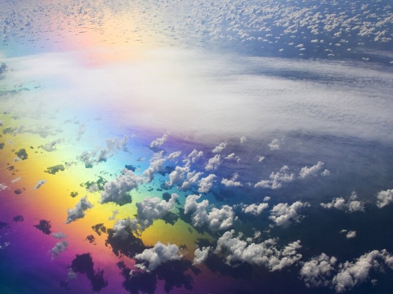 Rainbow over Clouds — Purple, Serene, Photograph, Sky