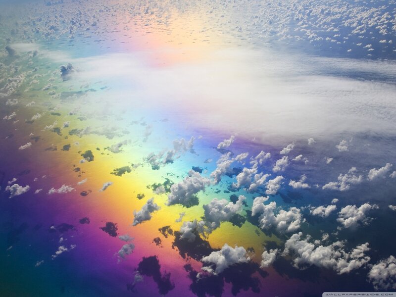 Rainbow over Clouds — Purple, Serene, Photograph