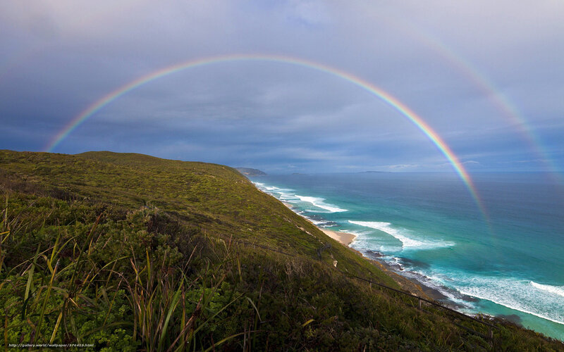 Rainbow over Coastal Cliff — Blue