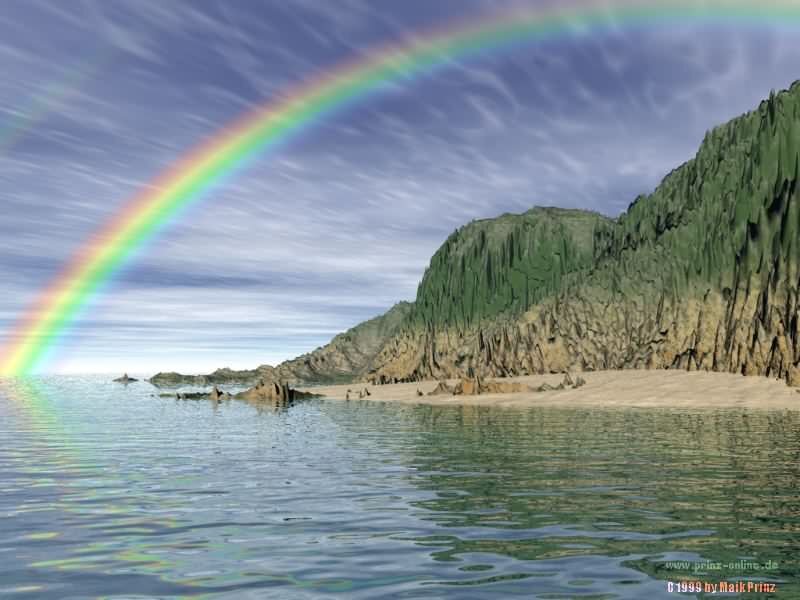 Rainbow over Coastal Cliff