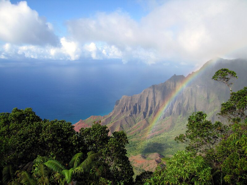 Rainbow over Coastal Cliffs — Blue