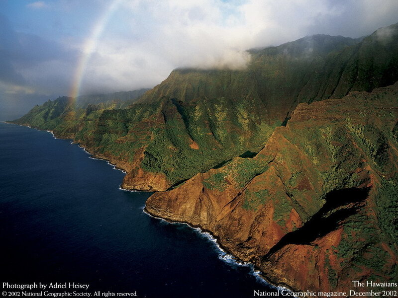 Rainbow over Coastal Cliffs — Green