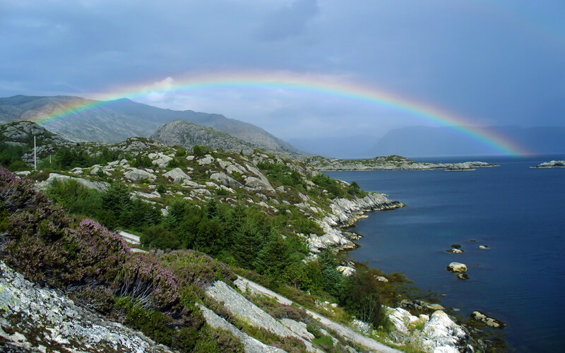 Rainbow over Coastal Hills — Blue