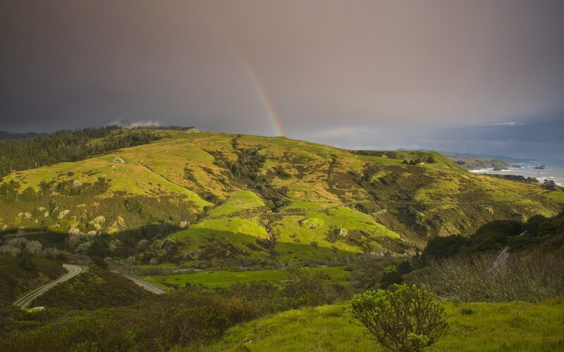 Rainbow over Coastal Hills — Green