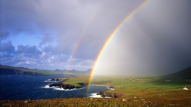 Rainbow over Coastal Landscape — Blue