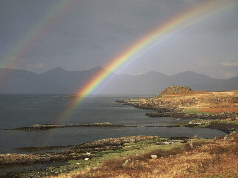 Rainbow over Coastal Landscape — Gray