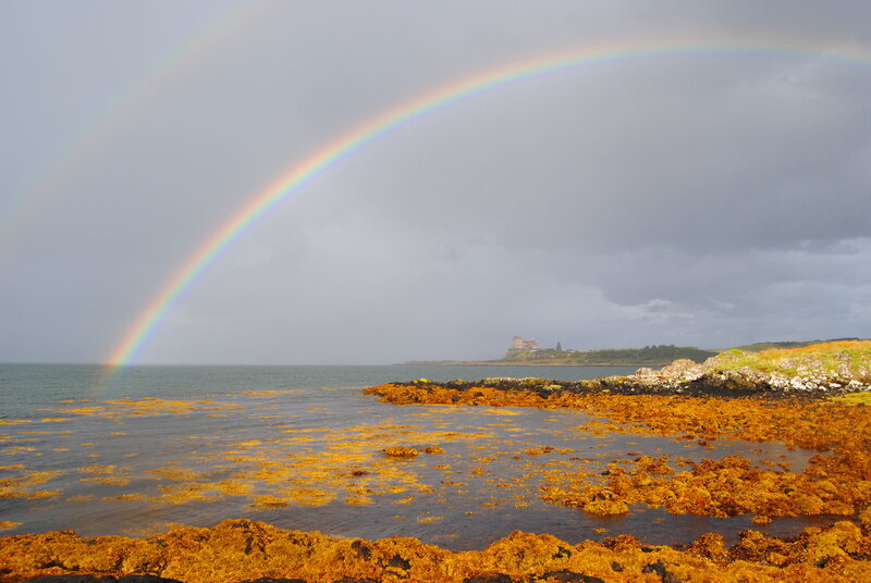 Rainbow over Coastal Rocks — Gray