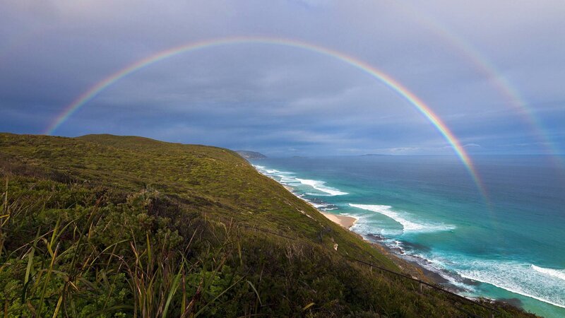 Rainbow over Coastline — Blue